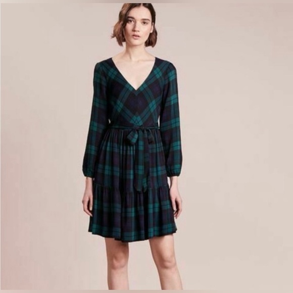 J. Crew Black Watch Green Tartan Dress / Size 2 - Picture 2 of 8